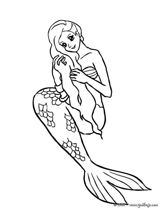 Dibujos SIRENAS para colorear, Melena de Sirena para imprimir