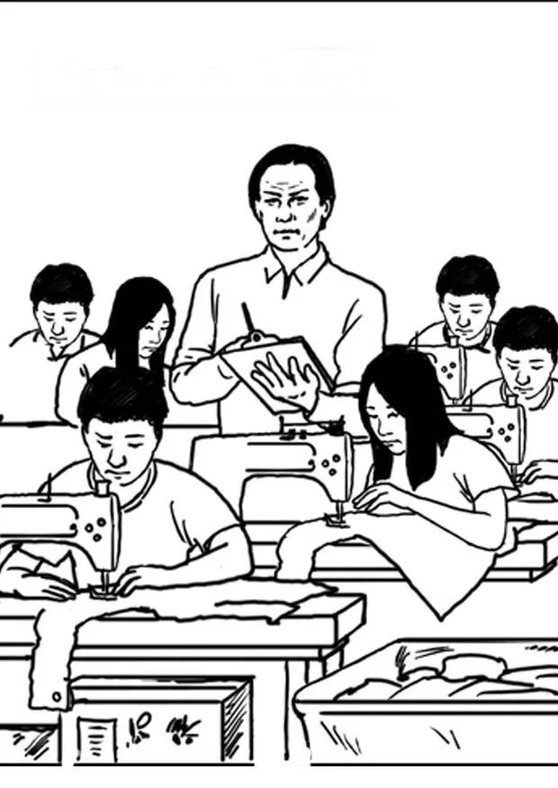 Dibujo para colorear Taller de costura - Img 7642