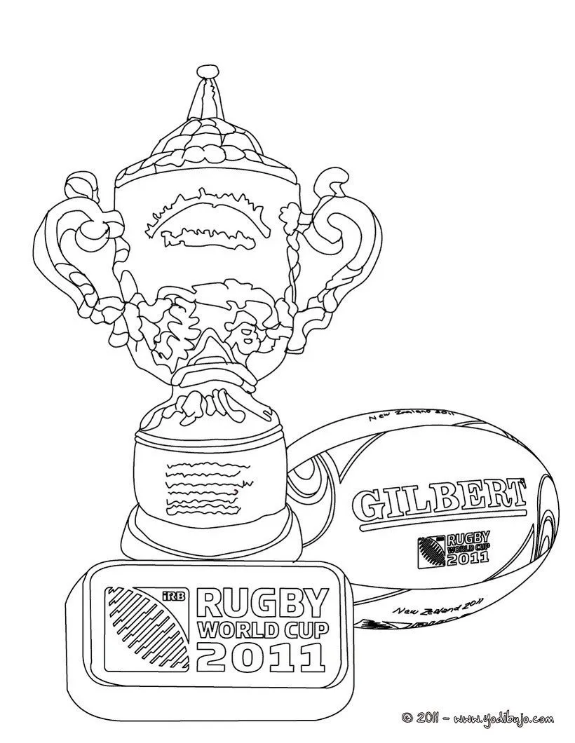 Dibujos de RUGBY para colorear, los trofeos de la copa mundial de ...