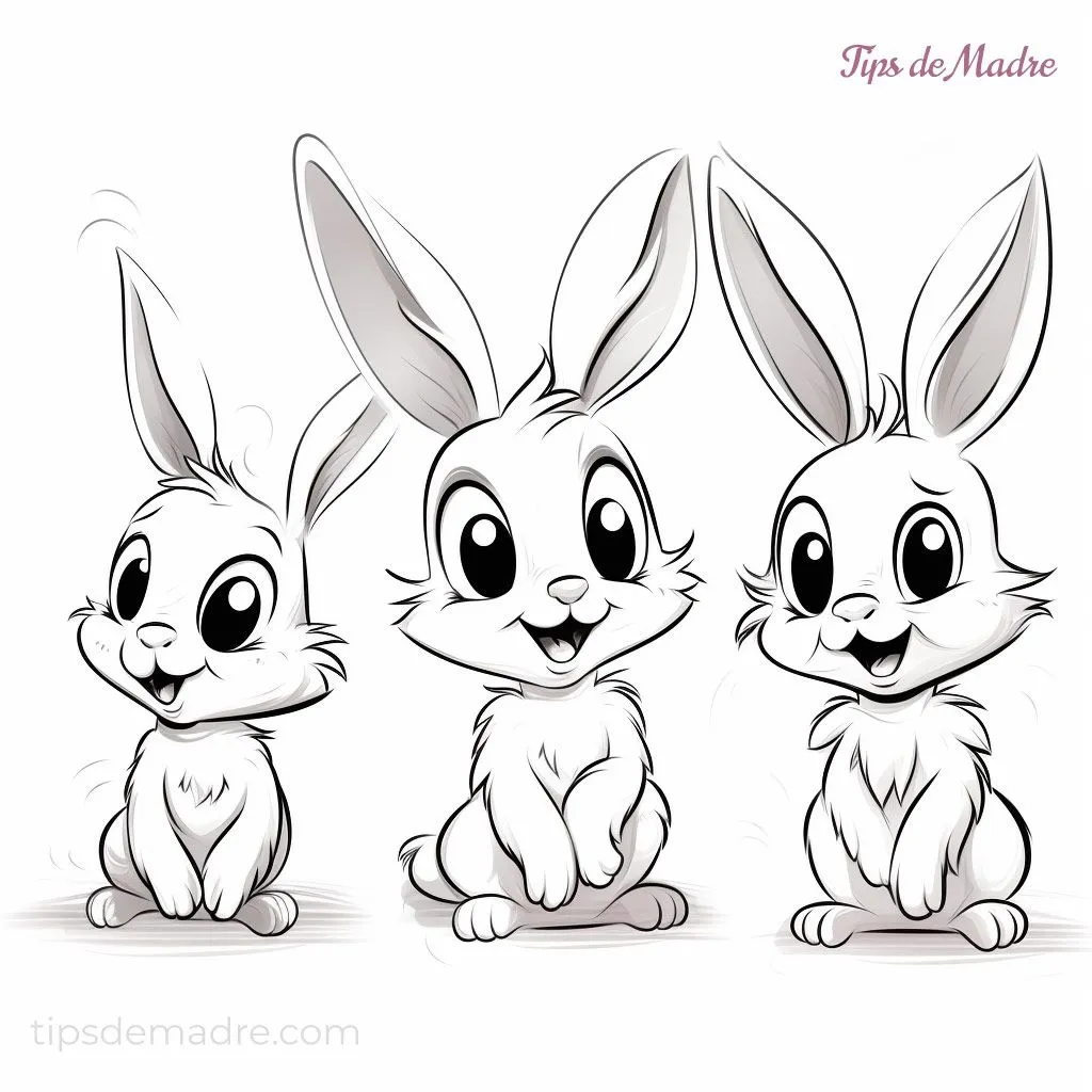 Dibujo de conejos para colorear e imprimir, para niños - Tips de Madre