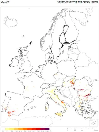 Vertisoles en La UE y el Continente Europeo