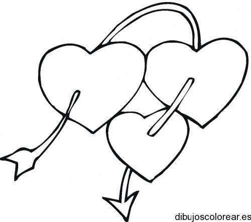 Dibujo de tres corazones enlazados | Dibujos para Colorear