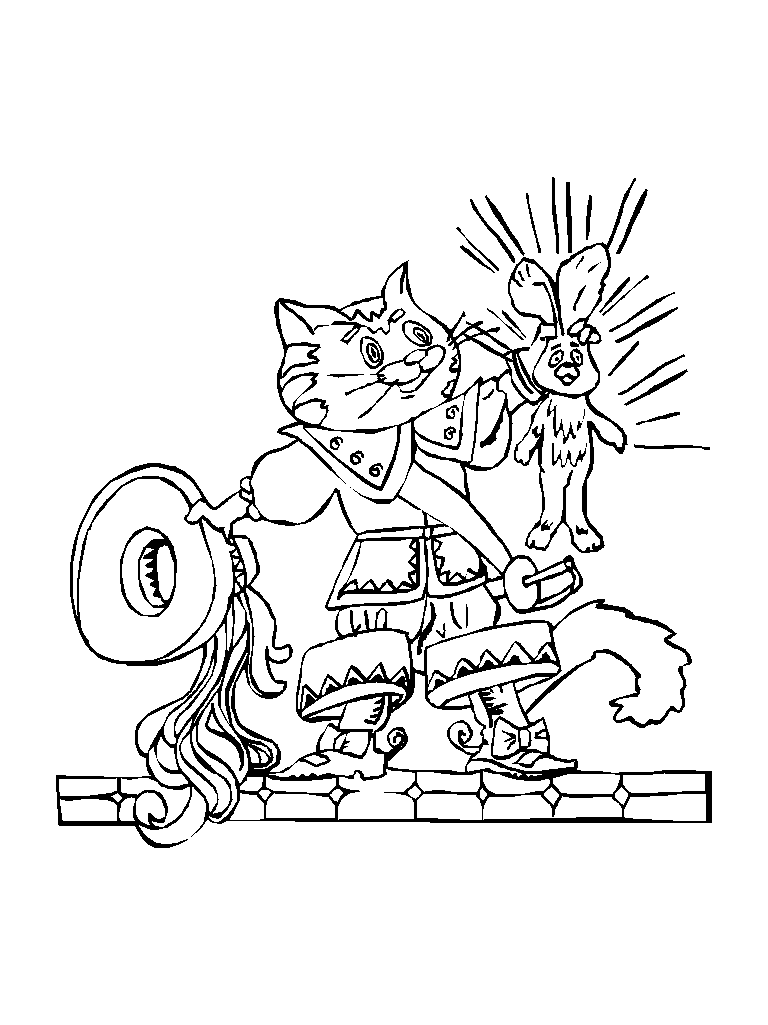 Dibujo del Cuento Gato con Botas para colorear | Dibujos para ...