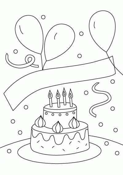 Dibujo de Cumpleaños con globos. Dibujo para colorear de ...