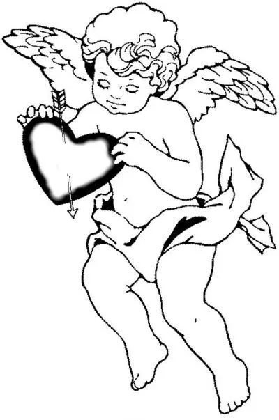 Dibujo de Cupido y San Valentín. Dibujo para colorear de Cupido y ...