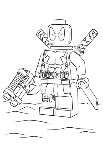 Dibujo de Deadpool de Lego para colorear | Dibujos para colorear ...