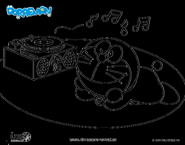 Dibujo de Doraemon escuchando música para Colorear - Dibujos.net