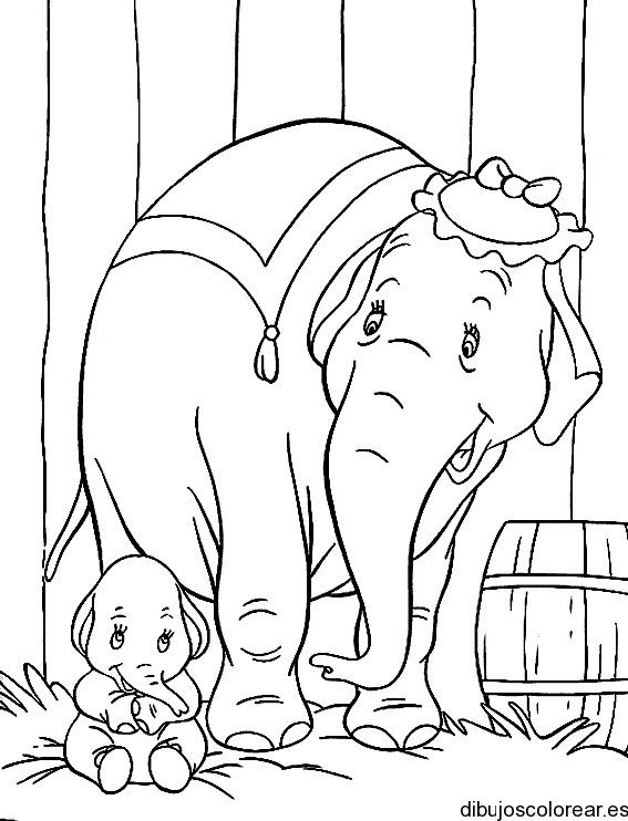 Dibujo de Dumbo y su mamá | Dibujos para Colorear