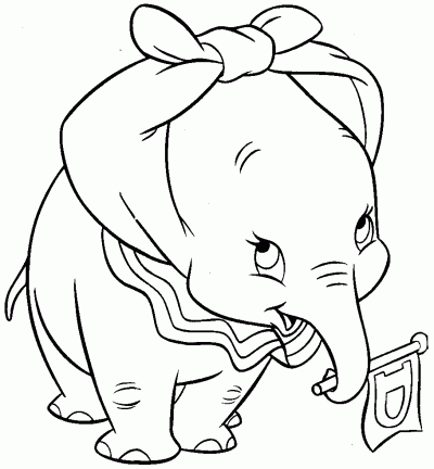 Dibujo de Dumbo y sus orejas. Dibujo para colorear de Dumbo y sus ...