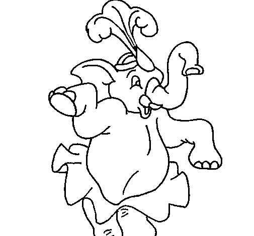 Dibujo de Elefante bailando para Colorear - Dibujos.net