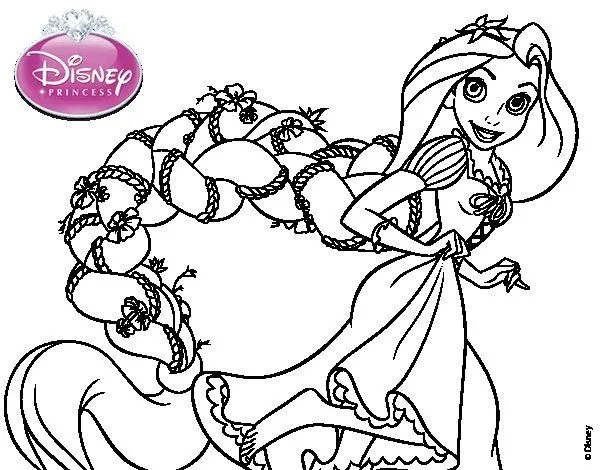 Dibujo de Enredados - Rapunzel y su trenza para Colorear - Dibujos.net