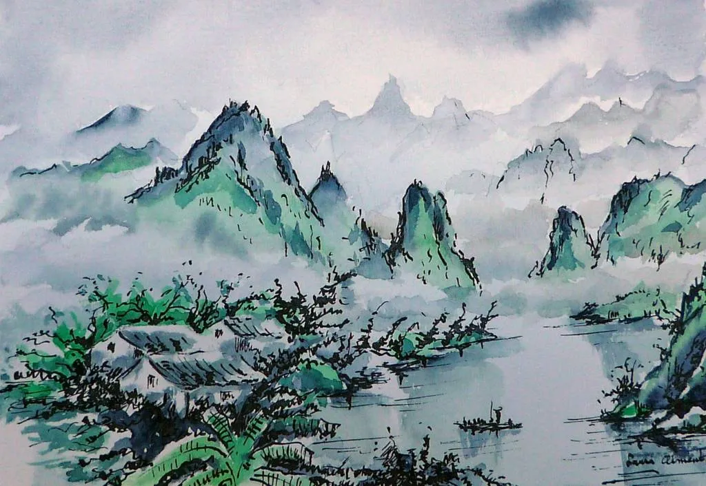 paisajes chinos dibujos