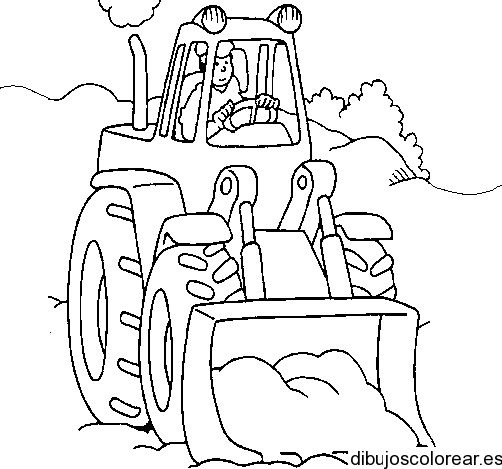 Dibujo de una excavadora en el campo | Dibujos para Colorear