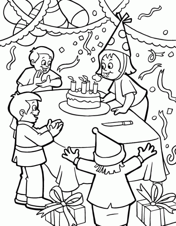 Dibujo de Fiesta de cumpleaños para colorear. Dibujos infantiles ...