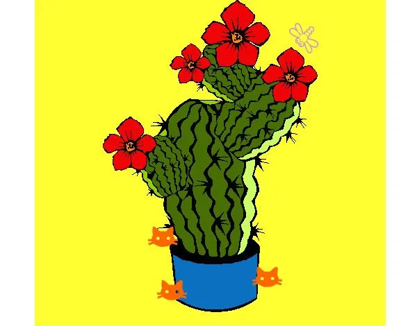 Dibujo de Flores de cactus pintado por Opuntia en Dibujos.net el ...