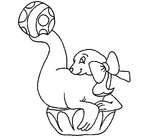 Dibujo de Foca jugando a la pelota para Colorear