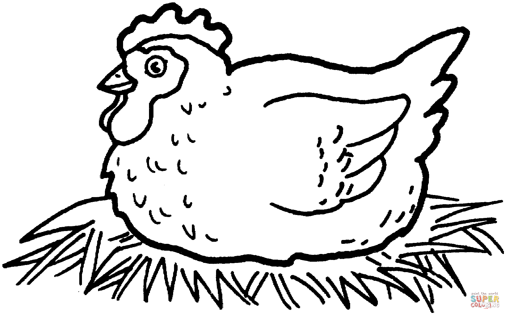 Dibujo de Gallina incubando los huevos para colorear | Dibujos ...