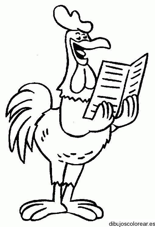 Dibujo de un gallo lector | Dibujos para Colorear