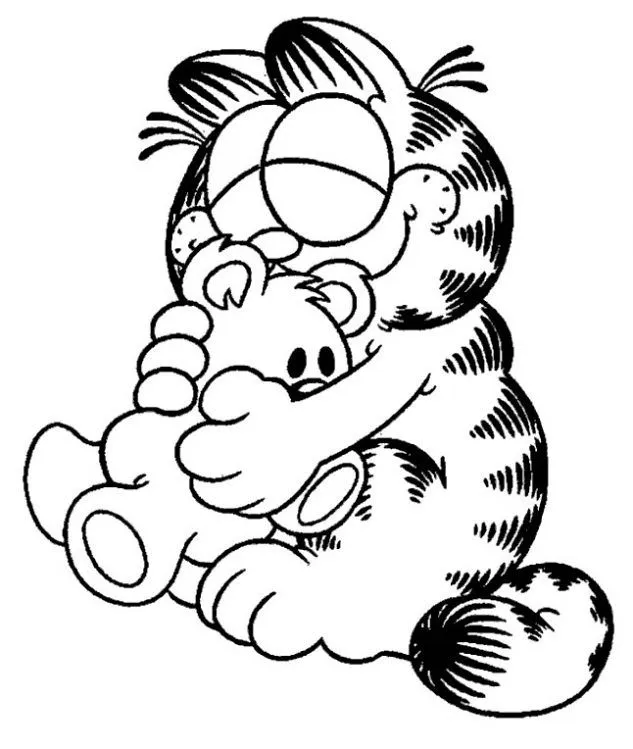 Dibujo de Garfield y su osito. Dibujo para colorear de Garfield y ...