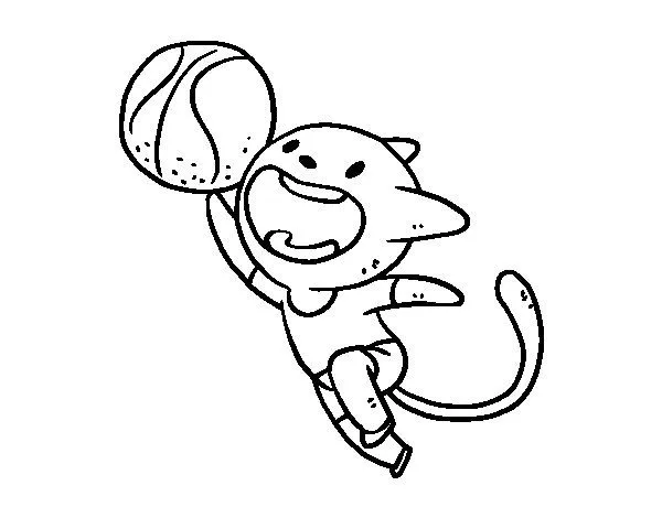 Dibujo de Gato jugando a baloncesto para Colorear - Dibujos.net