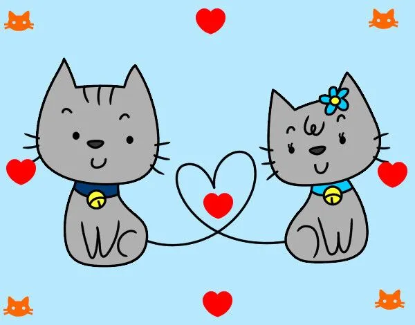 Dibujo de Gatos enamorados pintado por Mili222 en Dibujos.net el ...