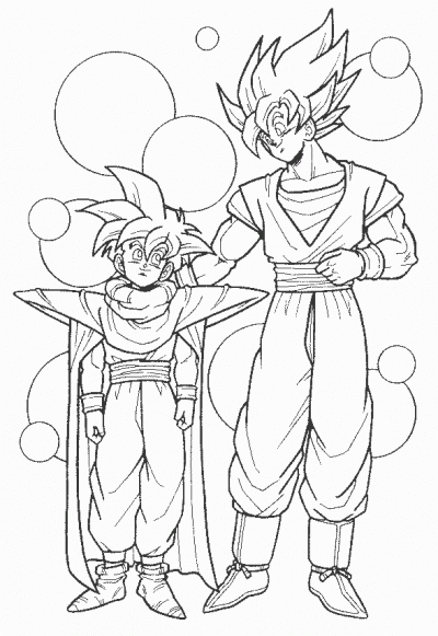 Dibujo de Son Goku y Son Gohan. Dibujo para colorear de Son Goku y ...