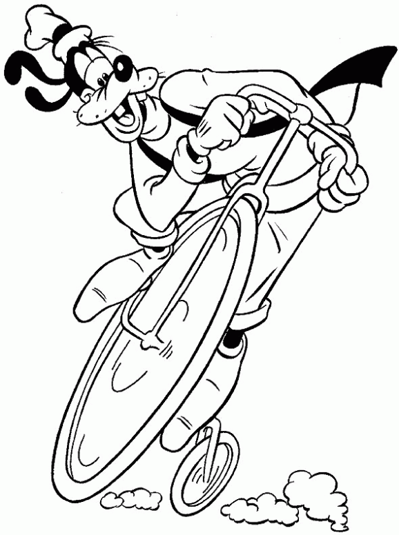 Dibujo de Goofy en bici para colorear. Dibujos infantiles de Goofy ...