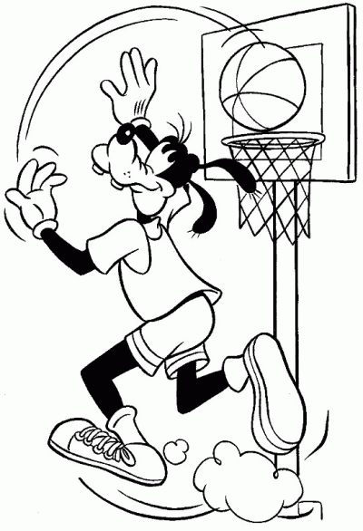  ... para colorear de Goofy jugando a baloncesto. Dibujos infantiles de