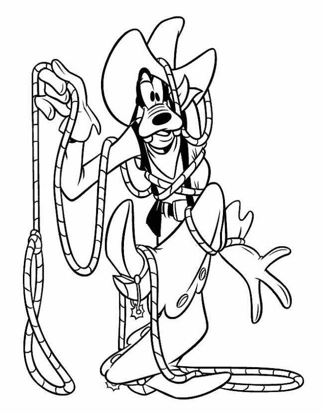 Dibujo de Goofy vaquero para colorear. Dibujos infantiles de Goofy ...