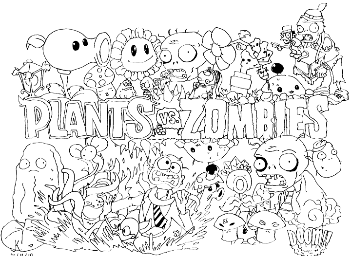 Dibujo gratis de Plants vs Zombie para imprimir y colorear - Plantas contra  Zombies - Just Color Niños : Dibujos para colorear para niños