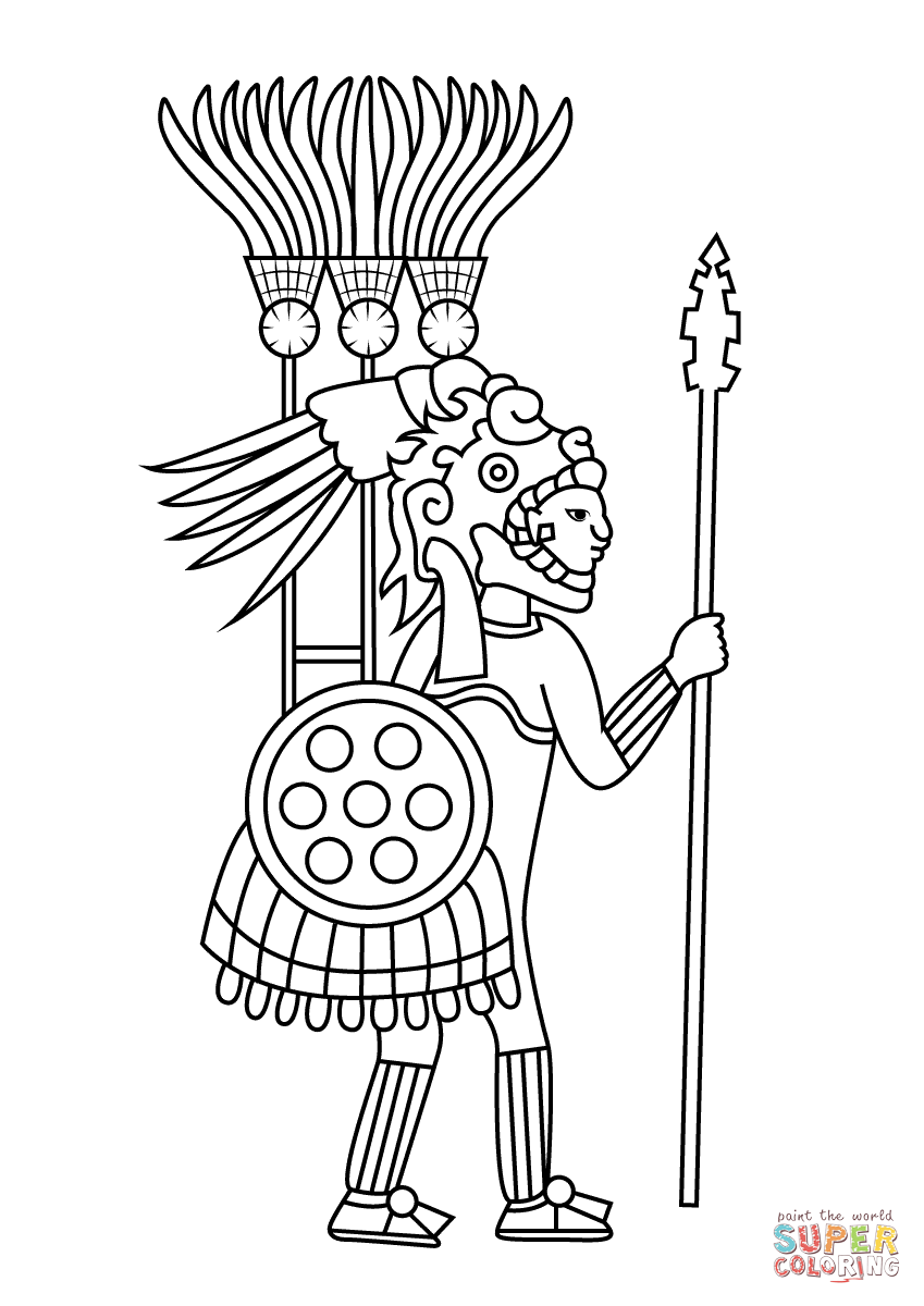 Dibujo de Guerrero Azteca para colorear | Dibujos para colorear ...