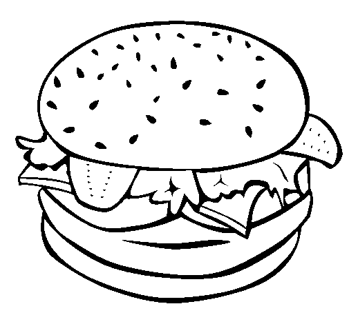 Dibujo de Hamburguesa completa para Colorear