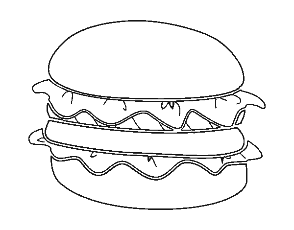 Dibujo de Hamburguesa con lechuga para Colorear - Dibujos.net