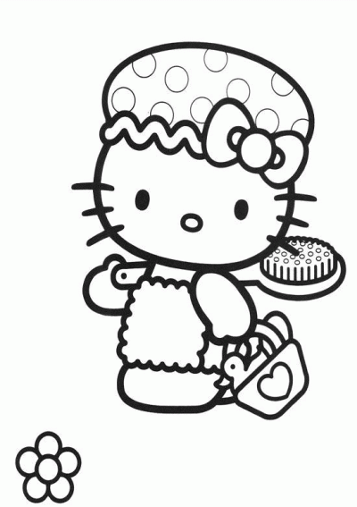 Dibujo de Hello Kitty de baño. Dibujo para colorear de Hello Kitty ...