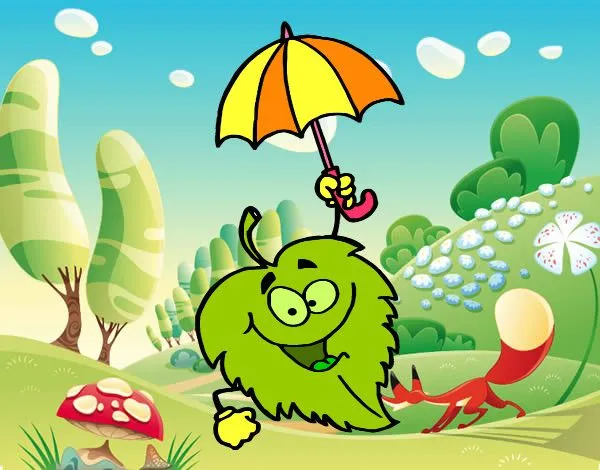 Dibujo de Hoja con paraguas pintado por Queyla en Dibujos.net el ...