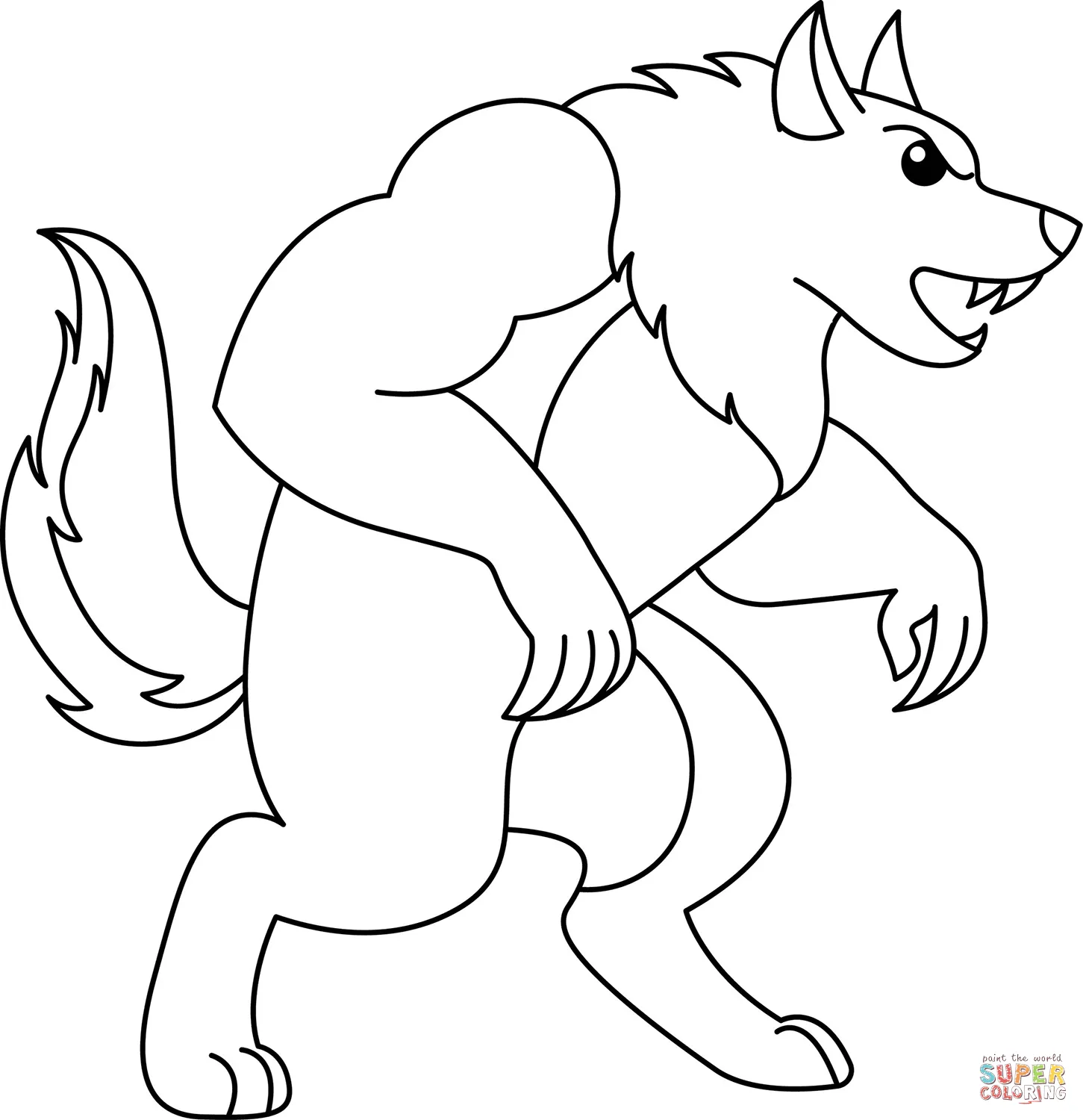 Dibujo de hombre lobo de dibujos animados para colorear | Dibujos para  colorear imprimir gratis