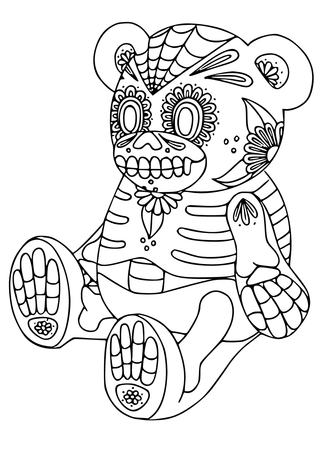 Dibujo e Imagen Dia de los Muertos Oso para Colorear y Imprimir Gratis para  Adultos y Niños - Lystok.com