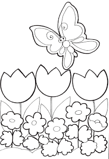  ... flores para imprimir y colorear: Dibujo de flores y una mariposa para