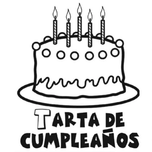 Dibujo para imprimir y pintar de una tarta de cumpleaños