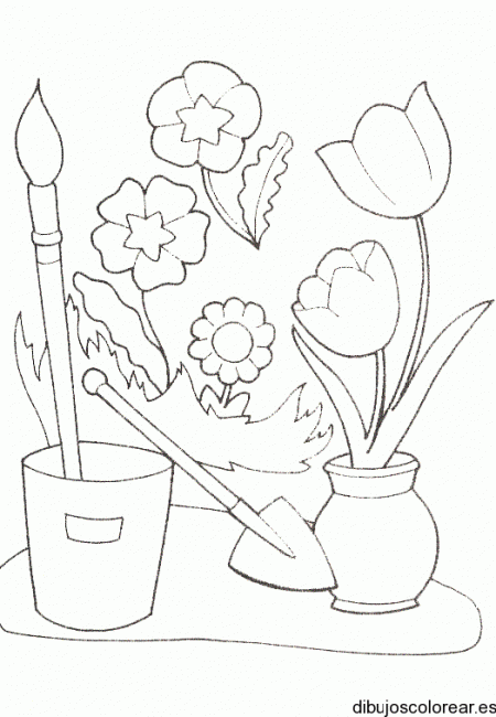 Floreros con flores para colorear - Imagui