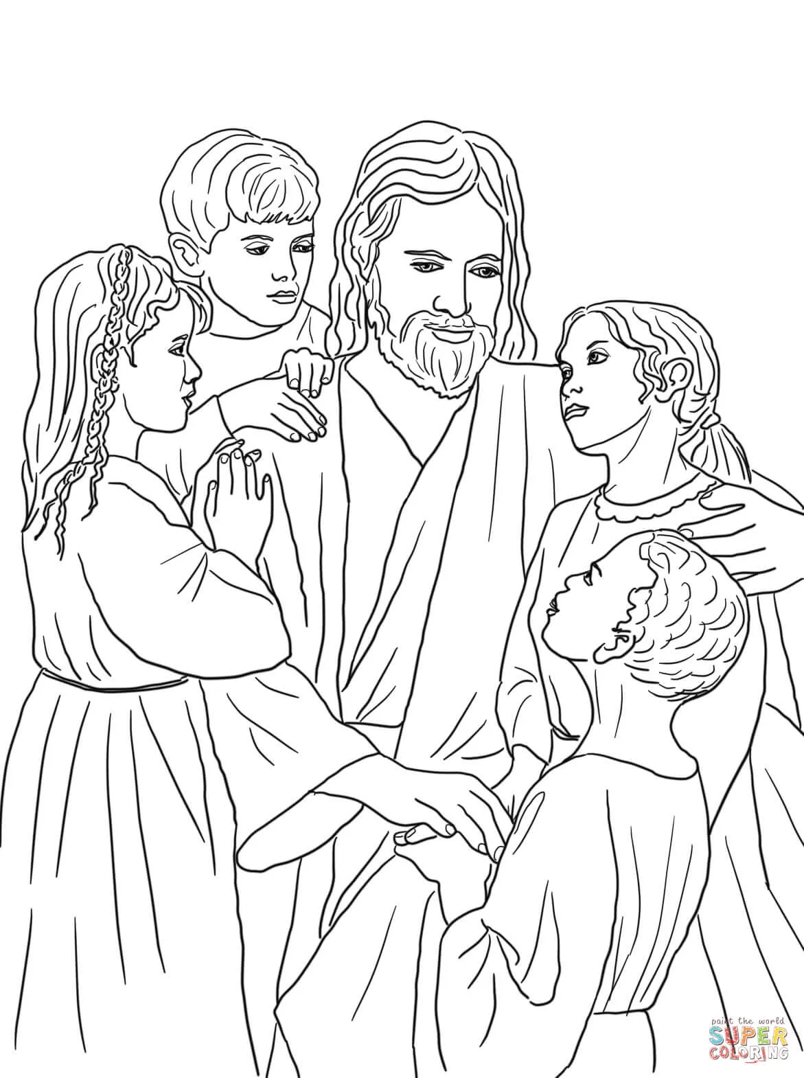 Dibujo de Jesús ama a todos los niños del mundo para colorear | Dibujos  para colorear imprimir gratis