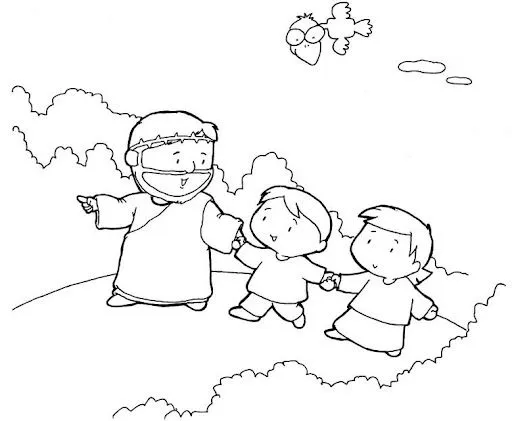 Dibujo de Jesús con los niños para colorear - Imagui