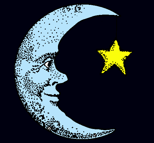 Dibujo de Luna y estrella pintado por Noche en Dibujos.net el día ...