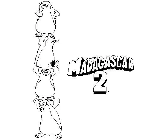 Dibujo de Madagascar 2 Pingüinos para Colorear - Dibujos.net