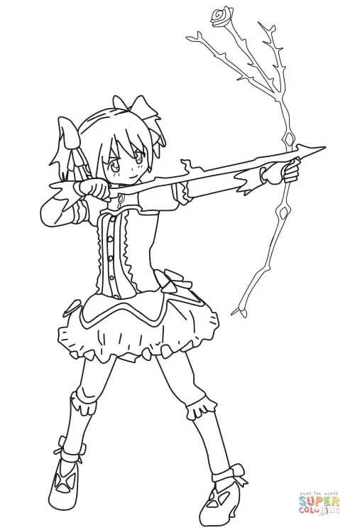 Dibujo de Madoka Kaname de Puella Magi Wiki para colorear | Dibujos para  colorear imprimir gratis