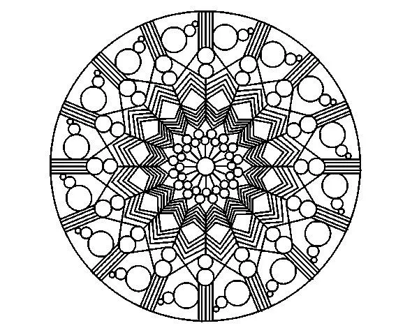 Dibujo de Mandala flor con círculos para Colorear - Dibujos.net