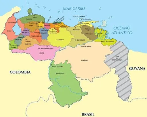 Dibujo de mapa de venezuela y sus limites - Imagui