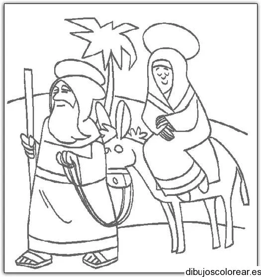 Dibujo de María y José camino a Belén | Dibujos para Colorear