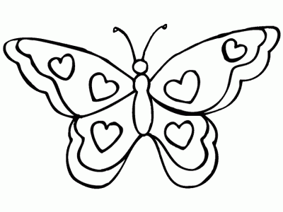 Dibujo de Mariposa con corazones. Dibujo para colorear de Mariposa ...