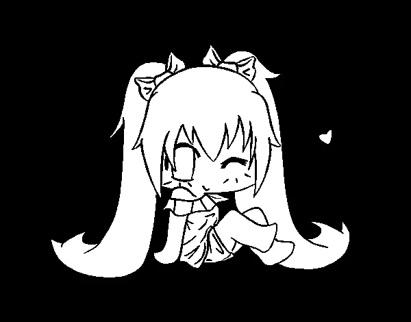 Dibujo de Miku Chibi para Colorear - Dibujos.net